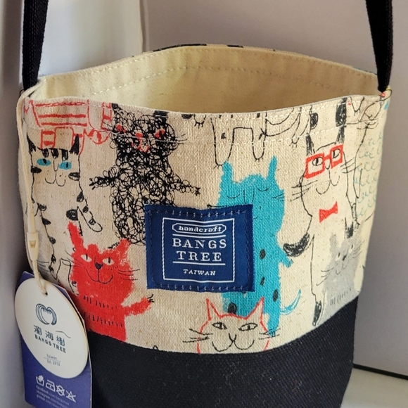 BANGSTREE 瀏海樹 Beverage Bucket Bag Cup Bottle Tumbler Carrier Taiwan Cat Canvas - Picture 3 of 6